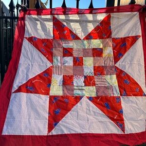 Handmade Texas Lone Star Baby Quilt Top 47x47" Pieced~ BABY/BED/Wall Decor